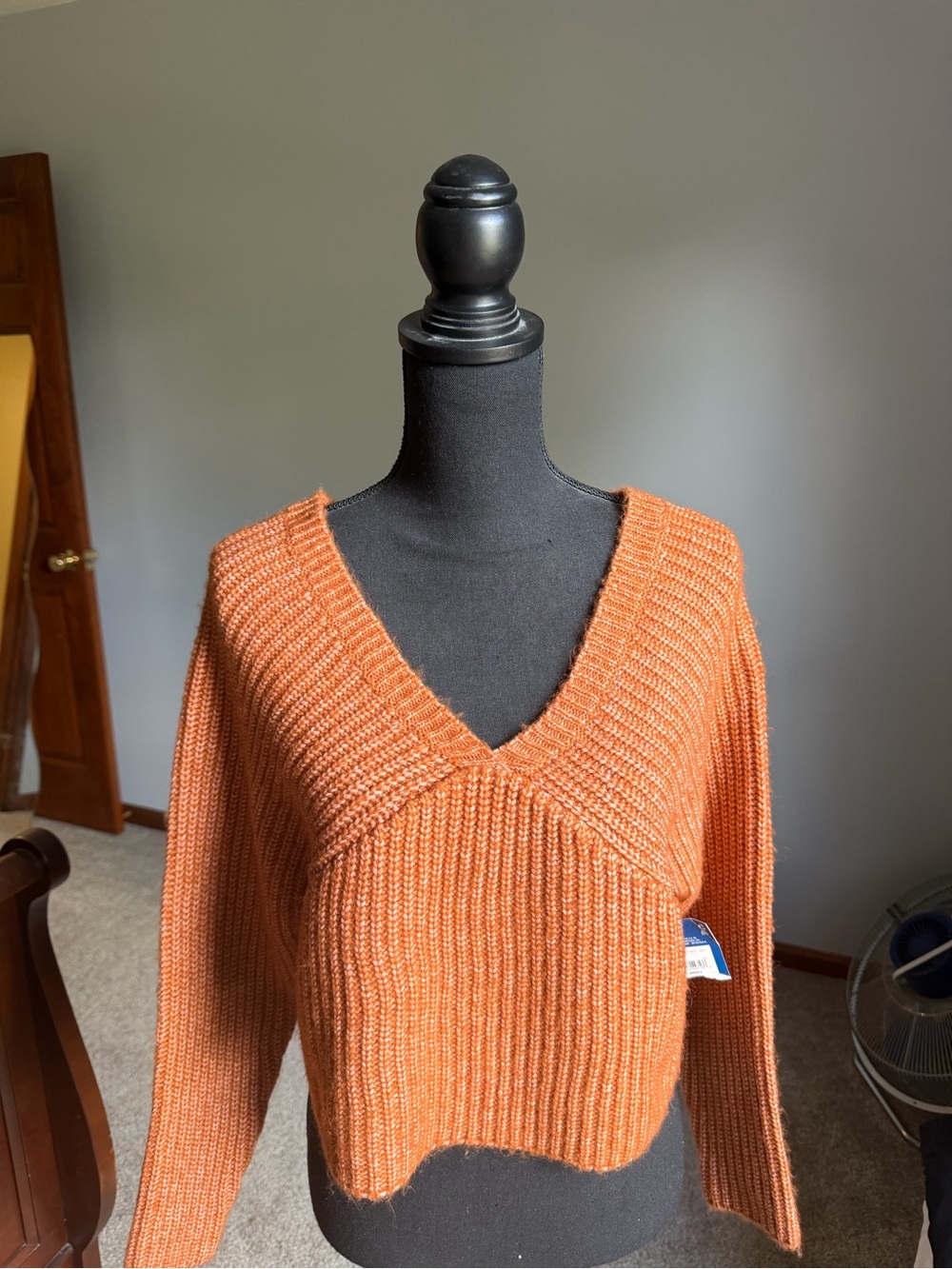 jcpenney Orange V-Neck Ribbed Cropped Sweater